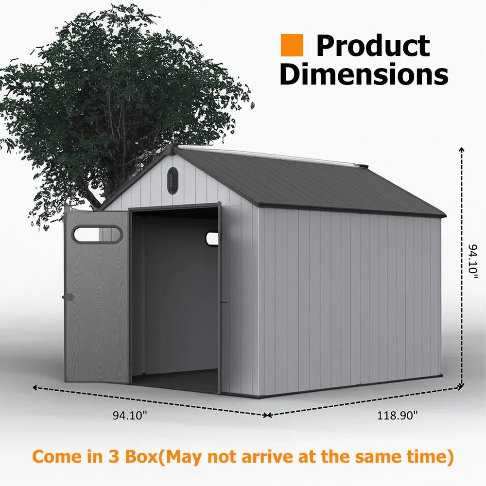 Abri de jardin en résine toutes saisons avec plancher, 1,8 m x 1,2 m/1,8 m x 2,4 m/2,4 m x 1,8 m/2,4 m x 3 m, Spire Tool Shed