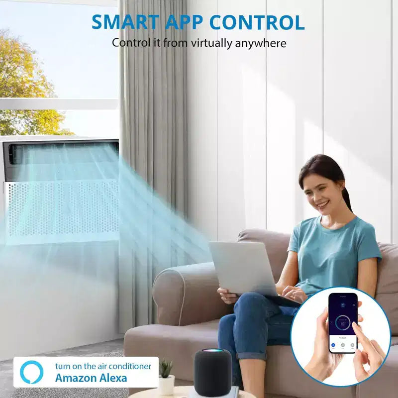 Climatiseur de fenêtre intelligent Acekool 6 000 BTU, climatiseur de pièce Wi-Fi avec télécommande, refroidissement silencieux pour pièces jusqu'à 23 m²