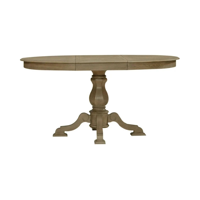 Table à dîner ronde sur pied Magnolia Manor avec rallonges escamotables - 2 finitions