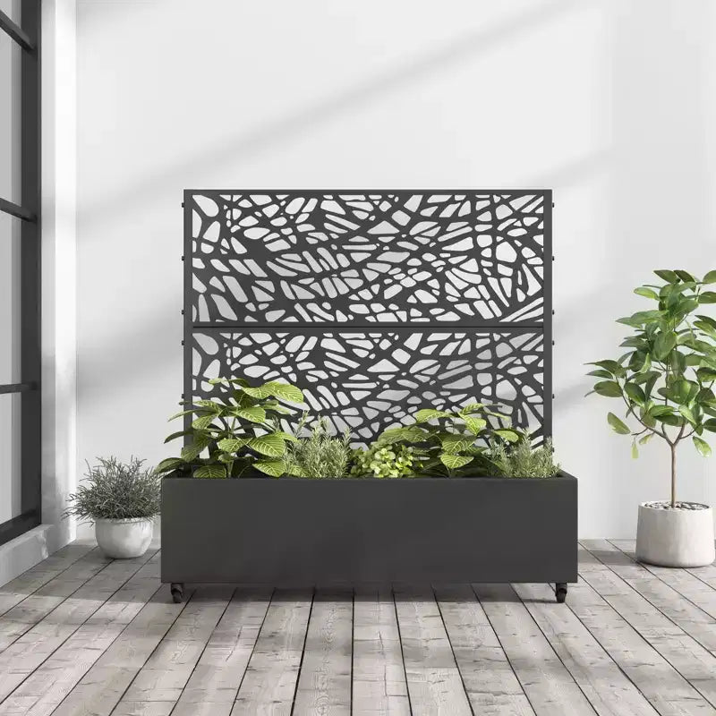 MAYEERTY Jardinière avec treillis en fer noir, style 01, 72 x 47 x 16 pouces, lot de 3 pièces
