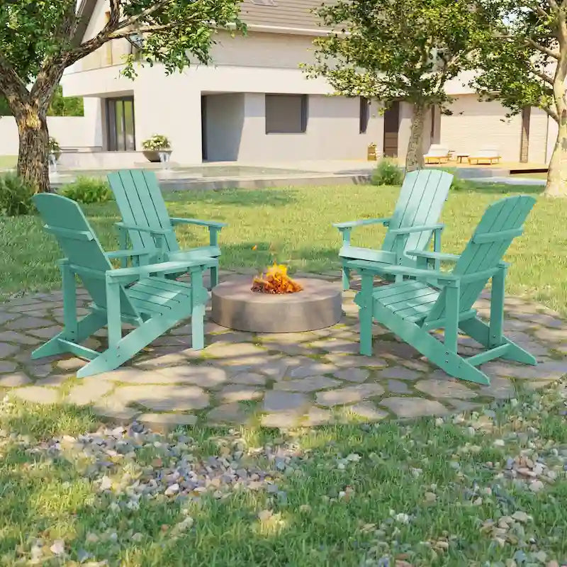 Chaises Adirondack d'extérieur en bois résistantes aux intempéries Bonosuki - Lot de 4