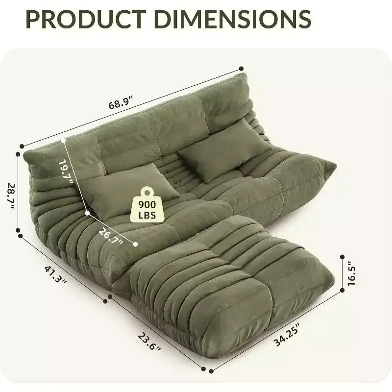 Canapé et pouf géants de salon en forme de pouf, causeuse en similicuir velours adaptée aux animaux pour le salon, le bureau, aucun assemblage requis