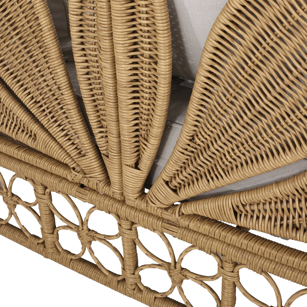 Canapé de jardin Homan en osier avec coussins, marron clair et beige