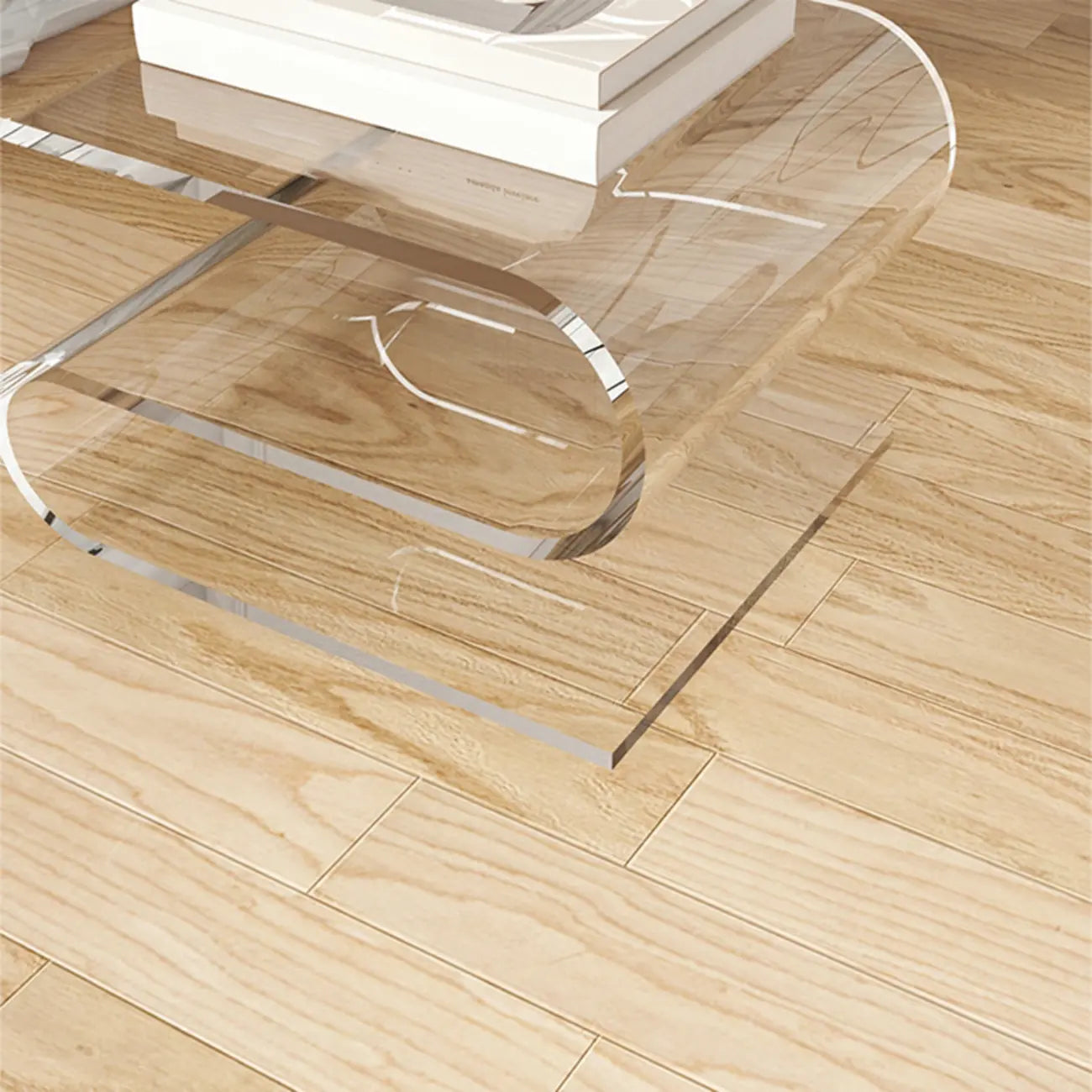 Table d'appoint contemporaine en acrylique en forme de S avec rangement