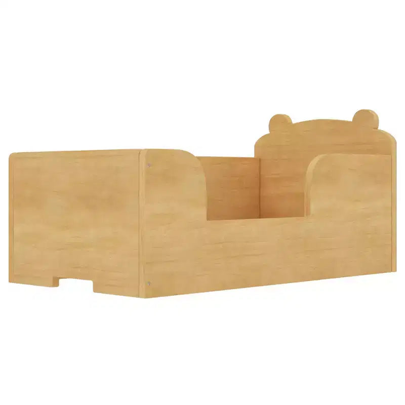Lit au sol en forme d'ours Okak pour les 3-6 ans, cadre de lit pour tout-petits avec barrière de sécurité, lit pour enfants en forme d'animal mignon