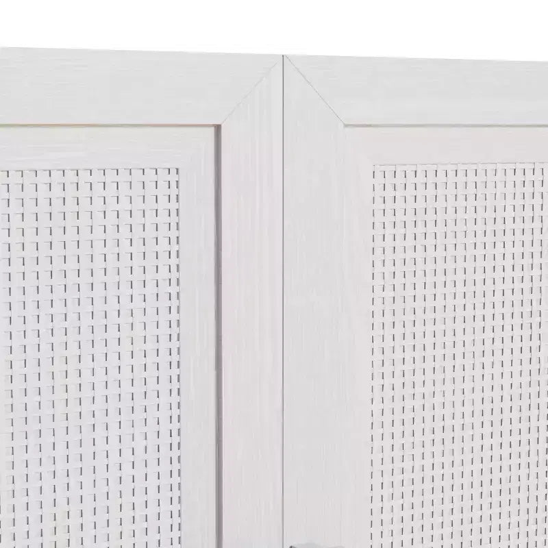 Buffet de rangement à portes en rotin 3 ensembles avec étagères réglables - 93L x 31H