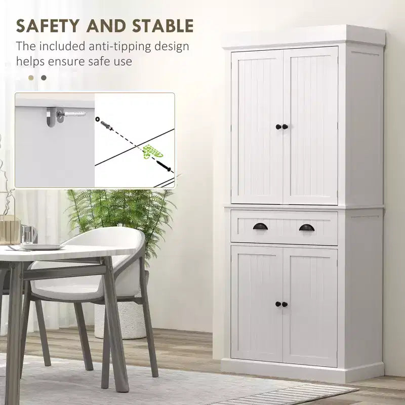 Garde-manger de cuisine de 71 po avec lumières DEL, 6 tablettes de porte, un tiroir et 4 tablettes réglables