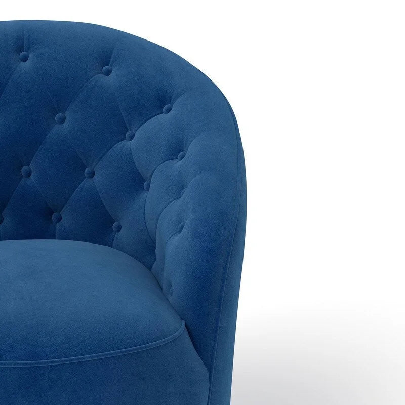 Fauteuil baril pivotant à 360 degrés SEYNAR moderne en velours avec dossier capitonné, lot de 2