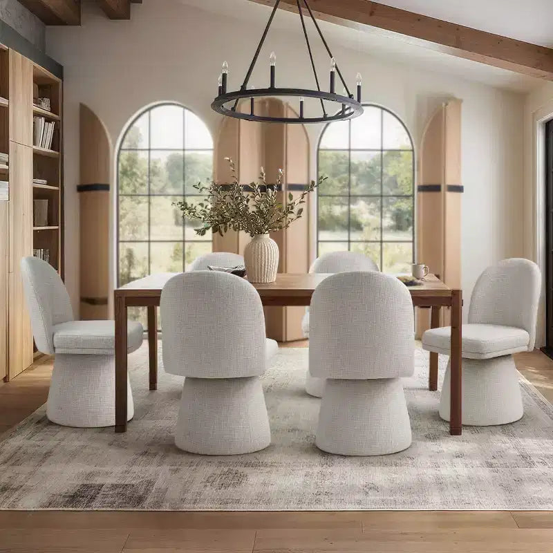 Lot de 6 chaises de salle à manger modernes sans accoudoirs, pivotantes à 360°, avec piétement tulipe, élégantes chaises d'appoint pour cuisine, salle à manger ou bureau - Panipeachy