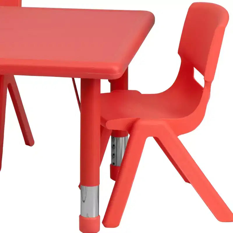 Flash Furniture Ensemble Table d'Activité Rectangulaire en Plastique, 61 x 122 cm, Réglable en Hauteur, avec 4 Chaises