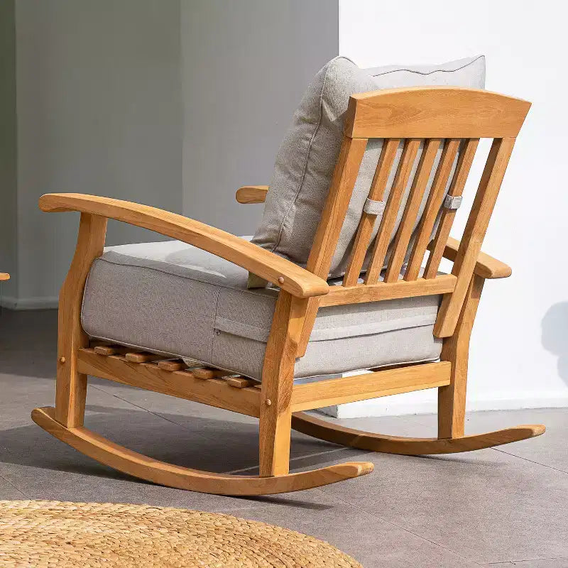 Fauteuil à bascule de patio en teck Amherst Sonoma Lane avec coussin à fermeture éclair et cadre