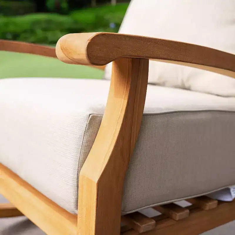 Fauteuil à bascule de patio en teck Amherst Sonoma Lane avec coussin à fermeture éclair et cadre