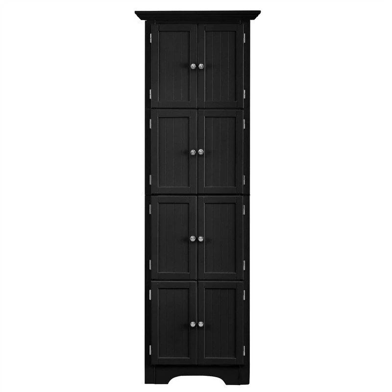 Meuble d'angle de rangement haut avec 8 portes et 4 étagères