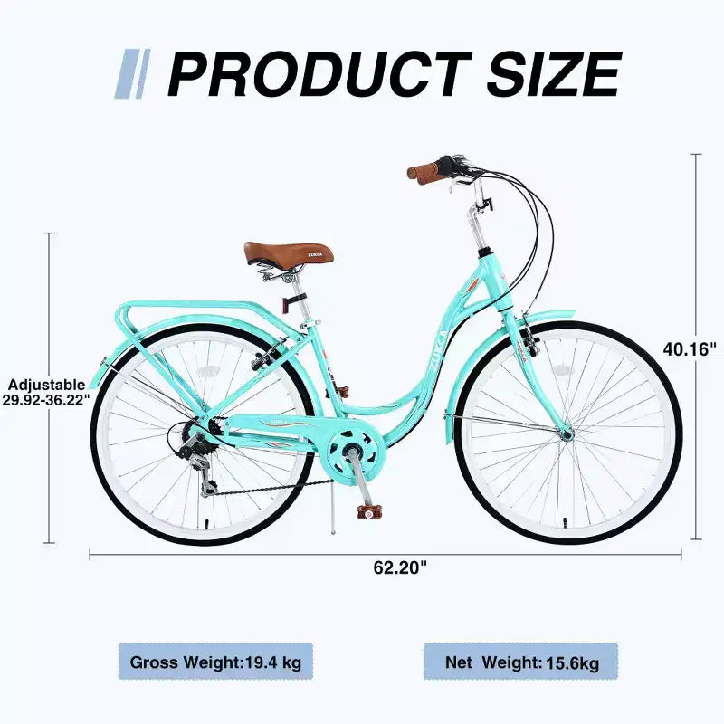 Vélo de ville femme Zeus & Ruta 24 pouces, 7 vitesses, cadre acier