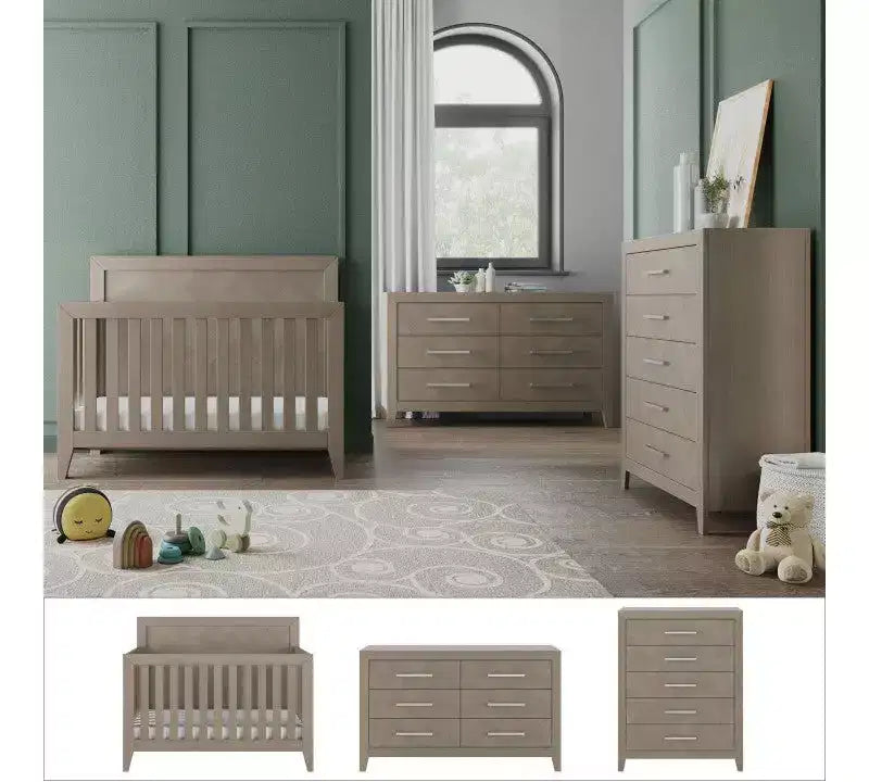 Ensemble de chambre de bébé 3 pièces Child Craft Kieran comprenant un lit de bébé convertible 4-en-1, une commode double et une commode