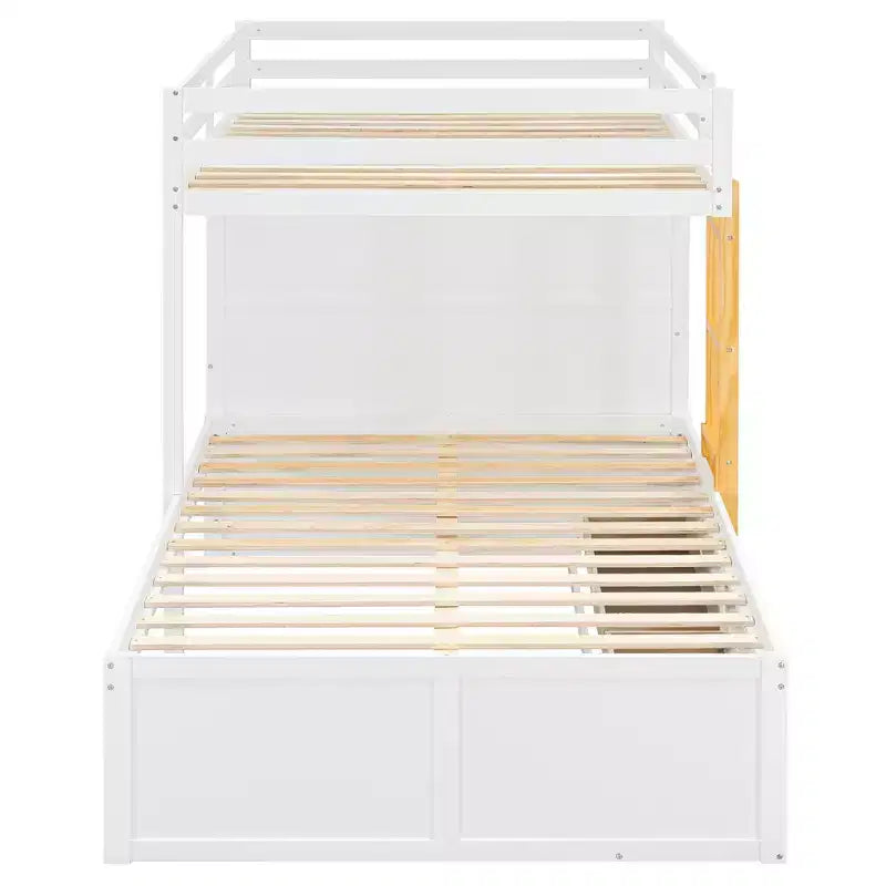 Lit superposé double sur double avec armoire de rangement et tiroirs, lit superposé double en bois peu encombrant avec garde-corps pour appartement, chambre à coucher