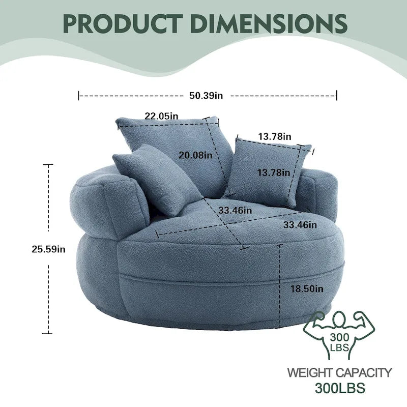 Fauteuil paresseux rond – Blanc/Bleu/Gris/Jaune/Orange/Rouge rosé/Bleu marine/Vert, Siège simple et double