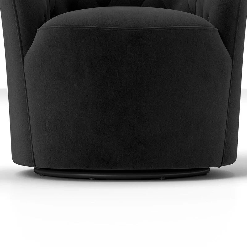Fauteuil baril pivotant à 360 degrés SEYNAR moderne en velours avec dossier capitonné, lot de 2
