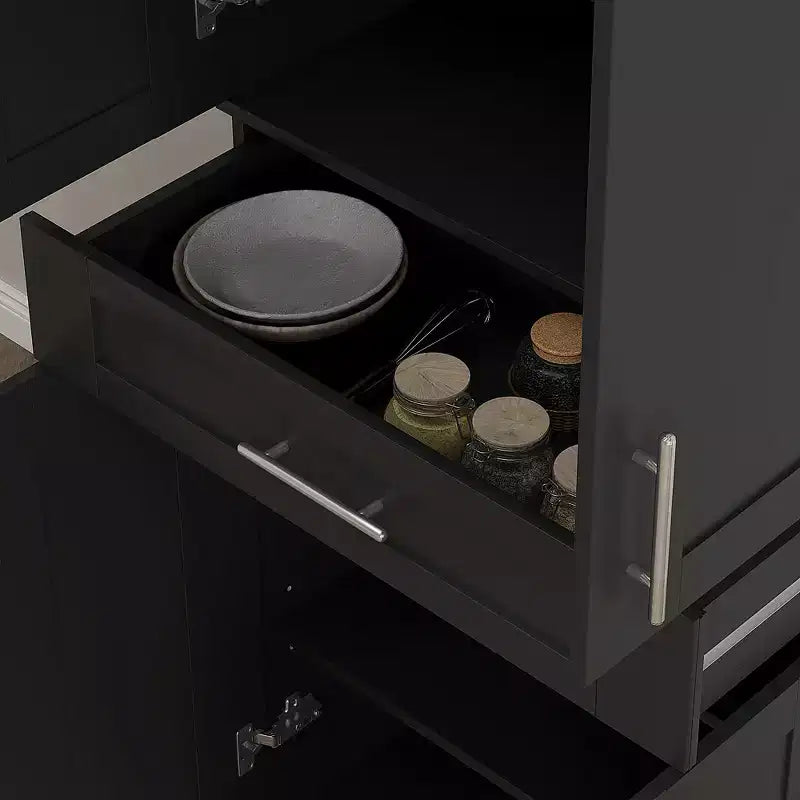 Meuble de cuisine autoportant avec portes et tiroir, étagères réglables