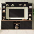 Meuble TV mural 4-en-1 ModernLuxe de style campagnard, convient aux téléviseurs jusqu'à 70 pouces, meuble TV console multimédia avec étagères réglables et tiroirs