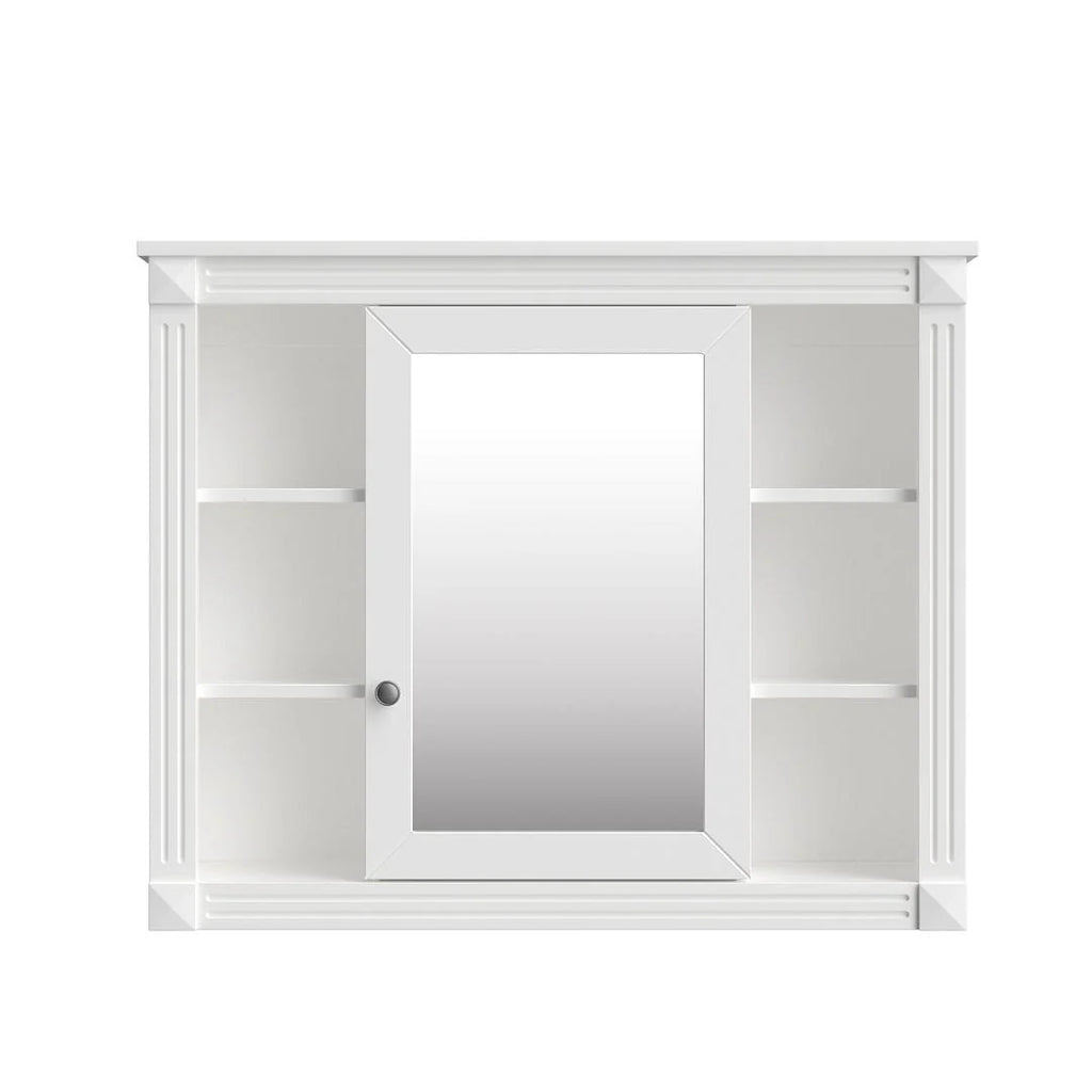 Meuble-lavabo de salle de bain moderne de 91 cm avec lavabo et armoire de toilette, 2 portes et 2 tiroirs