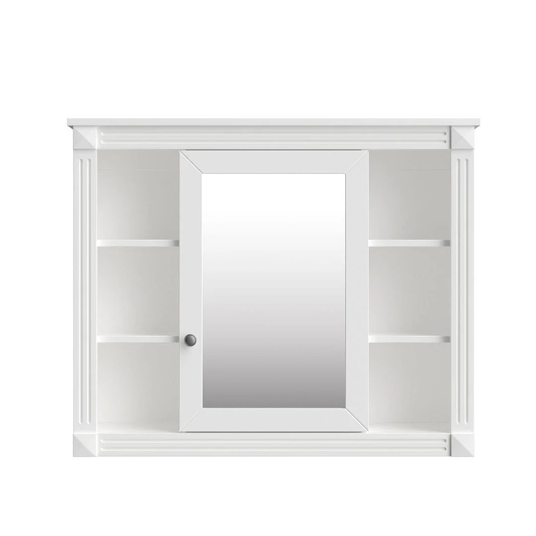 Meuble-lavabo de salle de bain moderne de 91 cm avec lavabo et armoire de toilette, 2 portes et 2 tiroirs