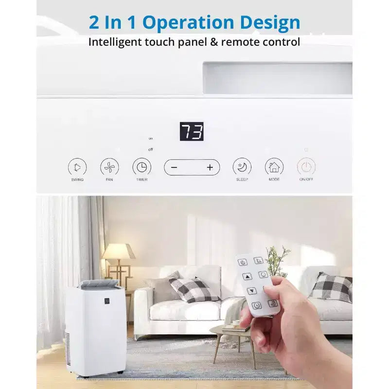 Climatiseur portable 14 000 BTU, Climatiseur avec télécommande, Fonctions Froid, Ventilateur et Déshumidificateur, Mode Veille/Minuterie 24h, Refroidit 65 m²