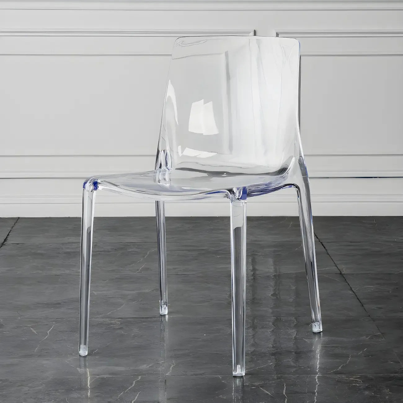 Chaise de salle à manger sans accoudoirs à dossier bas en acrylique ambre