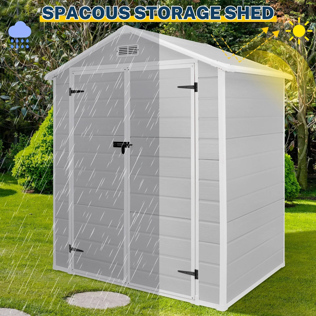 Abri de jardin en résine toutes saisons avec plancher, 1,8 m x 1,2 m/1,8 m x 2,4 m/2,4 m x 1,8 m/2,4 m x 3 m, Spire Tool Shed