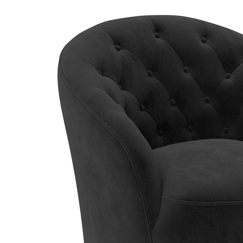 Fauteuil baril pivotant à 360 degrés SEYNAR moderne en velours avec dossier capitonné, lot de 2