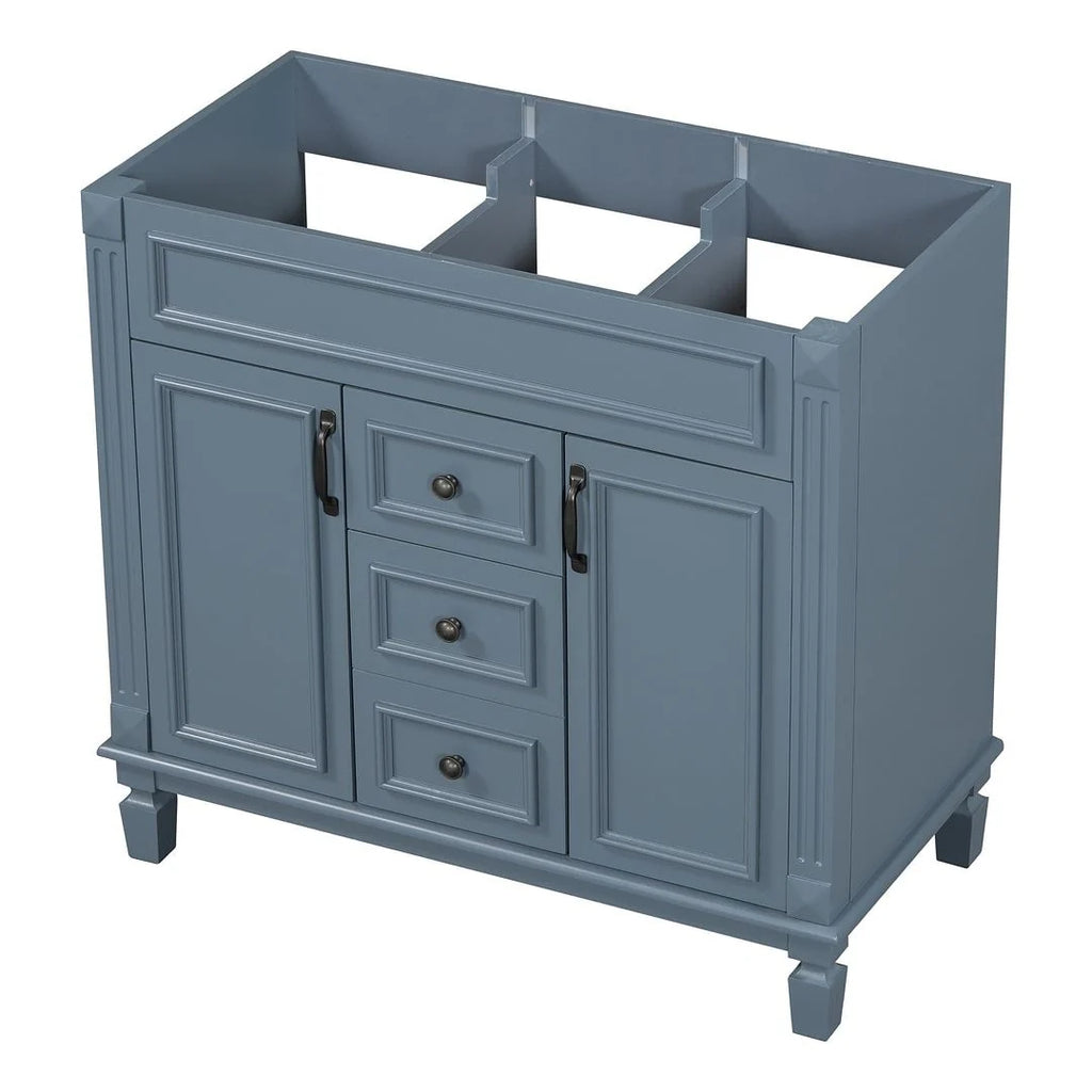 Meuble-lavabo de salle de bain moderne de 91 cm avec lavabo et armoire de toilette, 2 portes et 2 tiroirs