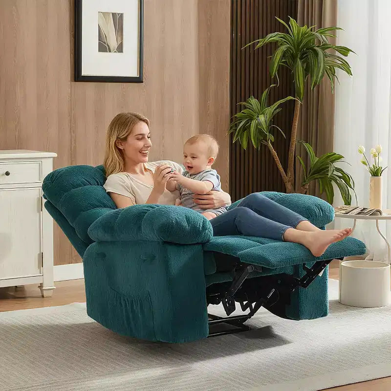 Fauteuil inclinable manuel, fauteuil inclinable ergonomique en tissu respirant avec poches latérales, canapé individuel, adapté au salon et à la chambre à coucher
