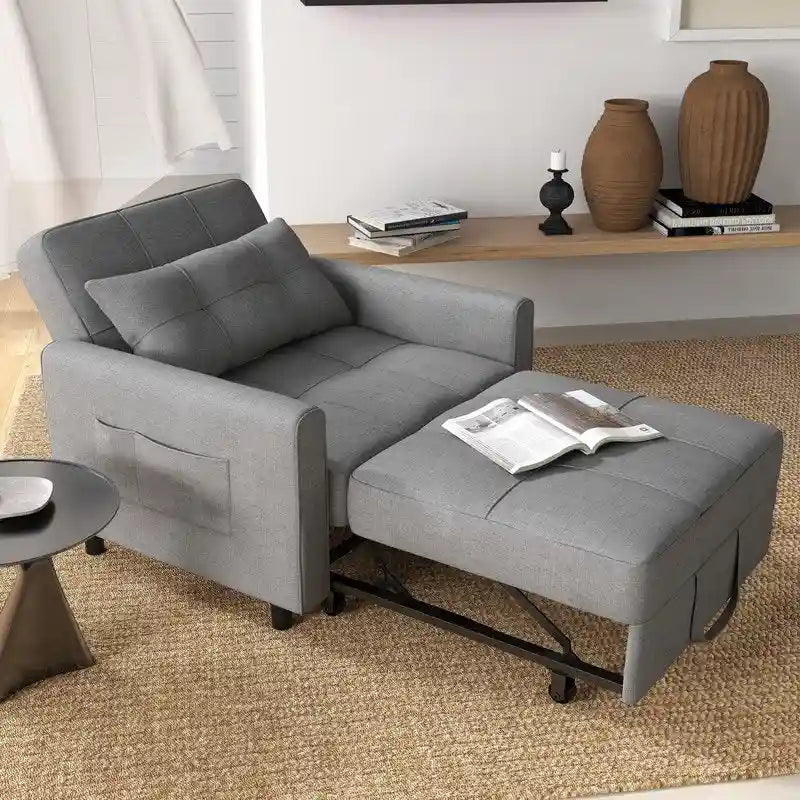 Canapé-lit convertible 3 en 1, chaise longue rembourrée réglable et pliable