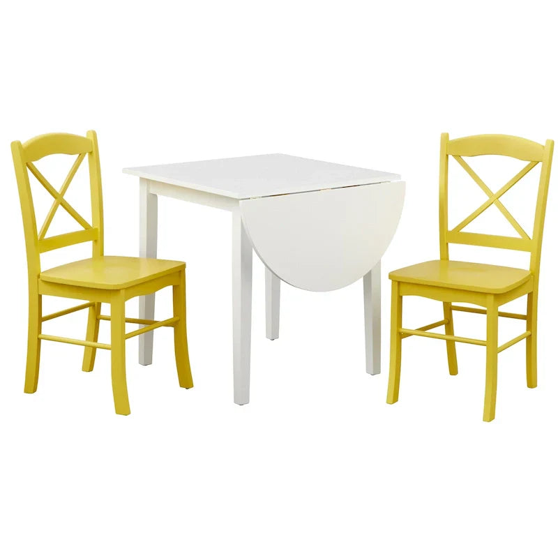 Ensemble de salle à manger 3 pièces avec table à rallonges style cottage rustique