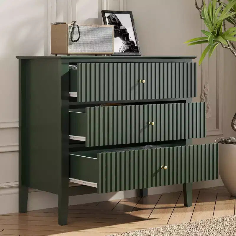 Heynemo Commode 3 Tiroirs, Table de Chevet en Bois Peint de 76 cm de Haut avec Rangement, Grande Commode Moderne avec Coulisses à Roulement à Billes