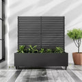 MAYEERTY Jardinière avec Treillis en Fer Noir à Lames Style Classique 120x120x40cm Lot de 3