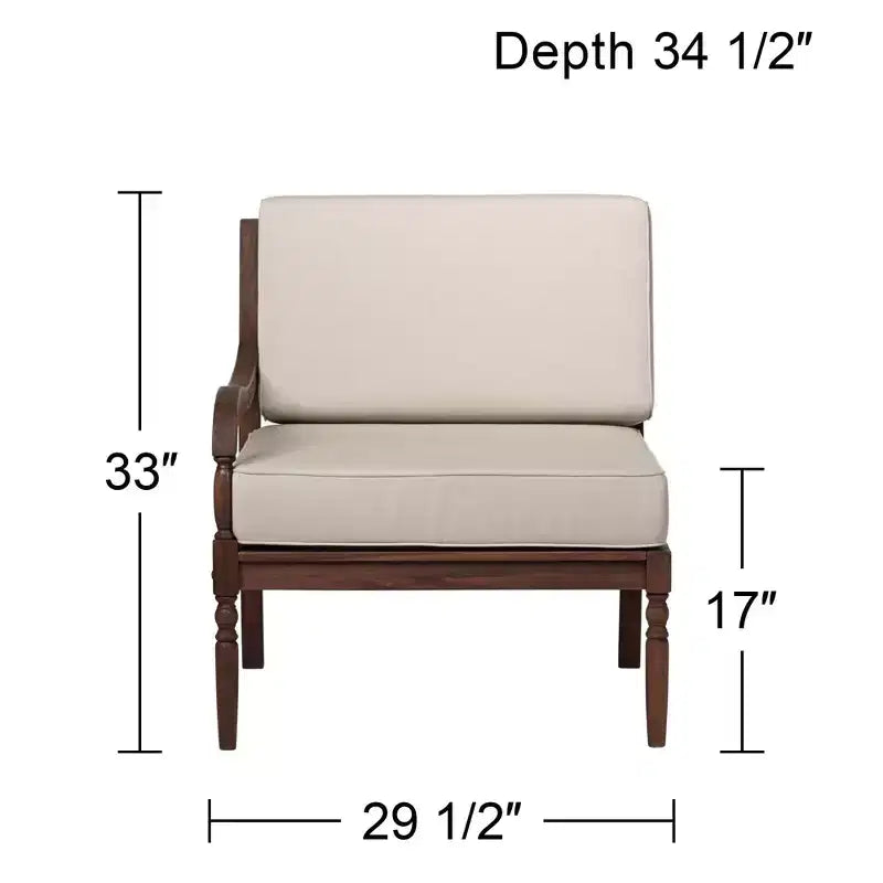 Fauteuil d'angle gauche Napa en acacia foncé naturel huilé Teal Island Designs