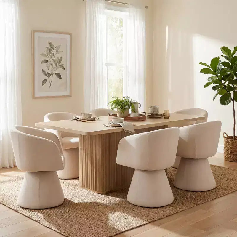 Ensemble de salle à manger 7 pièces Yodsak moderne en bois et métal avec chaises pivotantes à 180° Christopher Knight Home