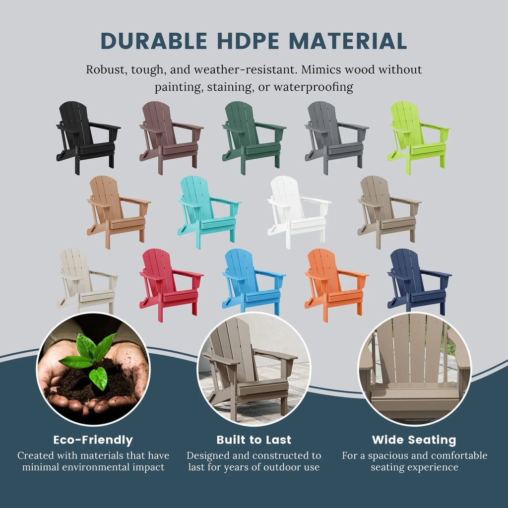 Chaise Adirondack pliante d'extérieur tout temps Polytrends Laguna résistante à la décoloration pour patio