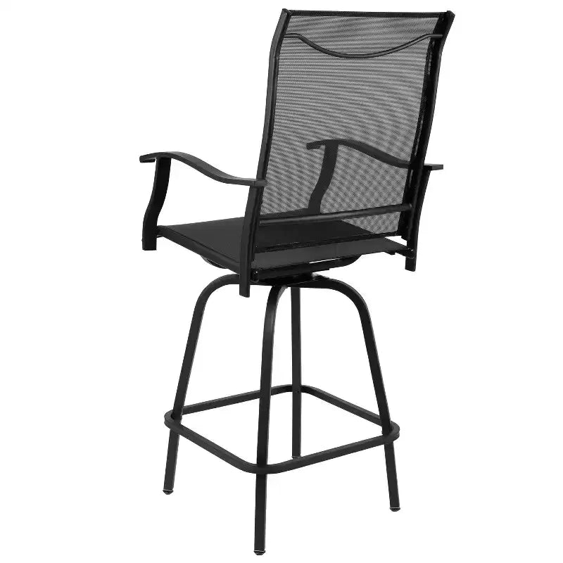 Flash Furniture Valerie – Lot de 2 tabourets de bar d'extérieur pivotants en textilène tout temps avec dossier haut et accoudoirs