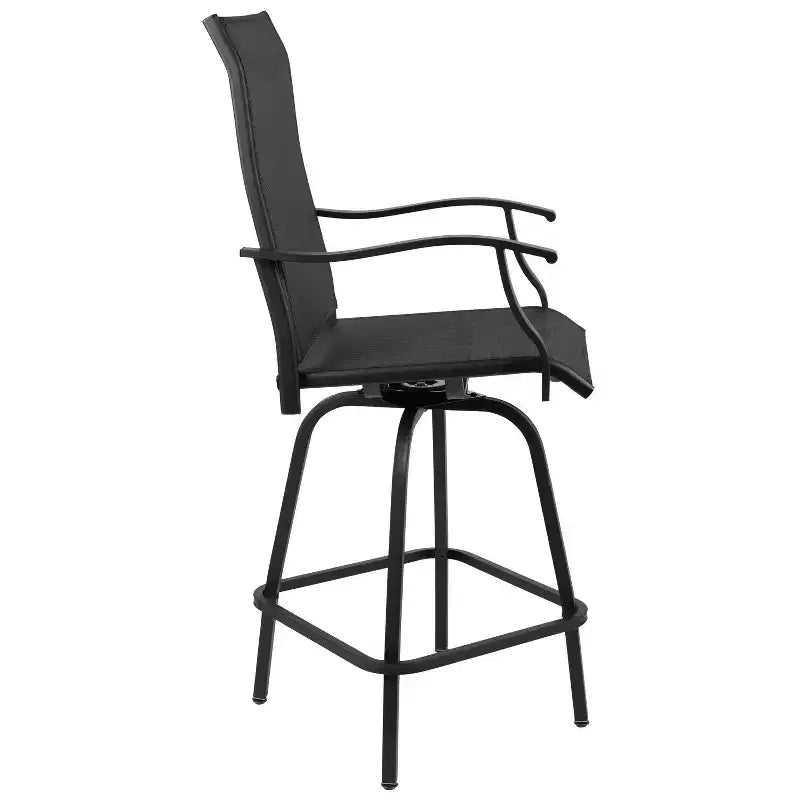 Flash Furniture Valerie – Lot de 2 tabourets de bar d'extérieur pivotants en textilène tout temps avec dossier haut et accoudoirs