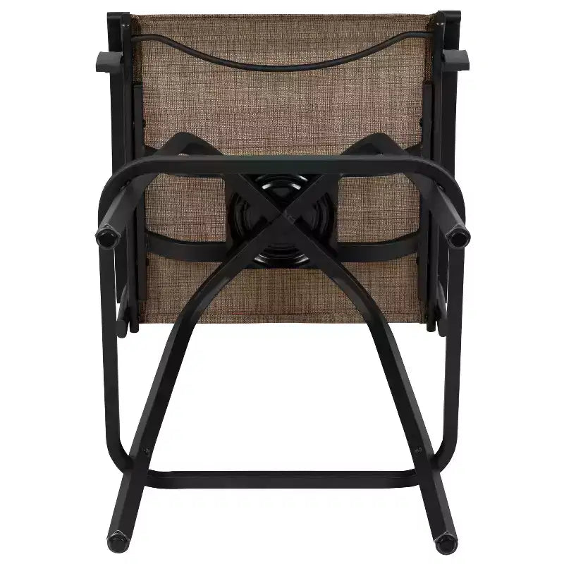 Flash Furniture Valerie – Lot de 2 tabourets de bar d'extérieur pivotants en textilène tout temps avec dossier haut et accoudoirs