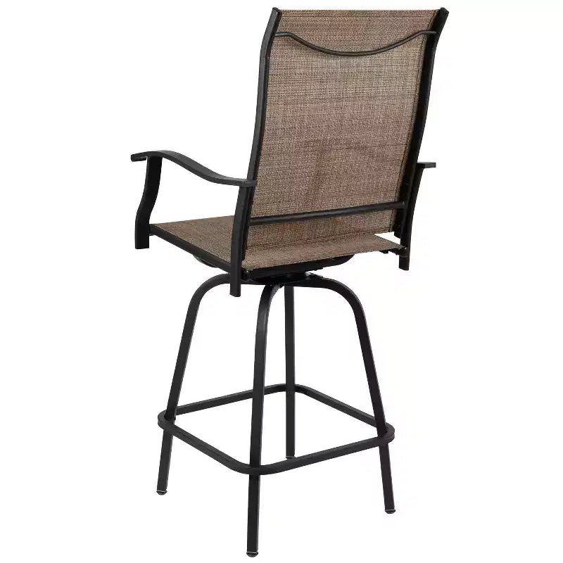 Flash Furniture Valerie – Lot de 2 tabourets de bar d'extérieur pivotants en textilène tout temps avec dossier haut et accoudoirs