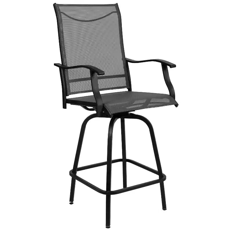 Flash Furniture Valerie – Lot de 2 tabourets de bar d'extérieur pivotants en textilène tout temps avec dossier haut et accoudoirs