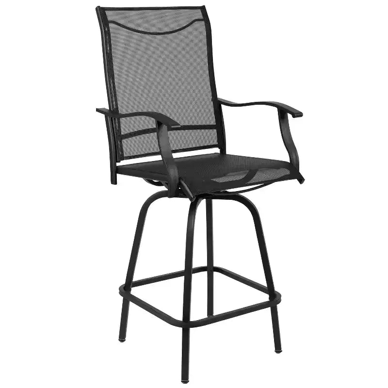 Flash Furniture Valerie – Lot de 2 tabourets de bar d'extérieur pivotants en textilène tout temps avec dossier haut et accoudoirs