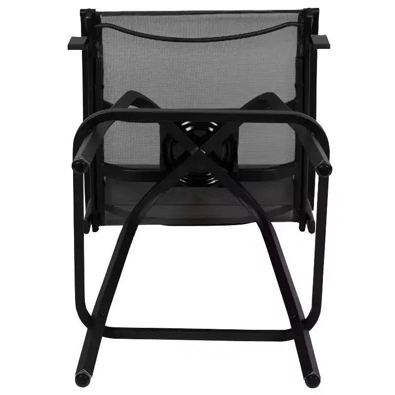 Flash Furniture Valerie – Lot de 2 tabourets de bar d'extérieur pivotants en textilène tout temps avec dossier haut et accoudoirs