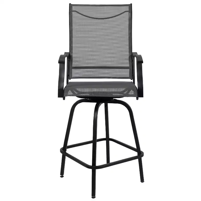 Flash Furniture Valerie – Lot de 2 tabourets de bar d'extérieur pivotants en textilène tout temps avec dossier haut et accoudoirs