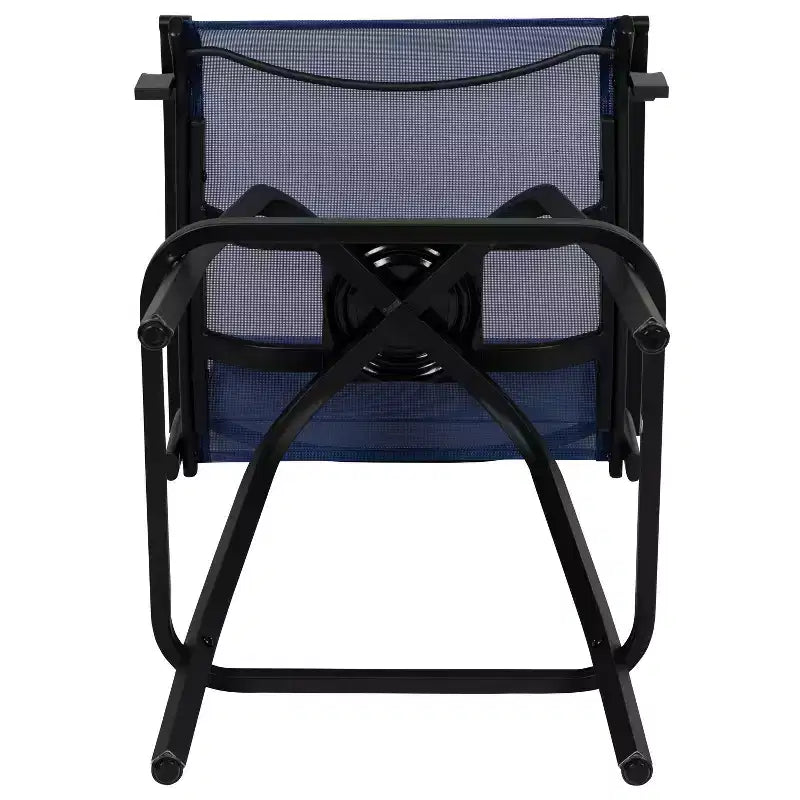 Flash Furniture Valerie – Lot de 2 tabourets de bar d'extérieur pivotants en textilène tout temps avec dossier haut et accoudoirs