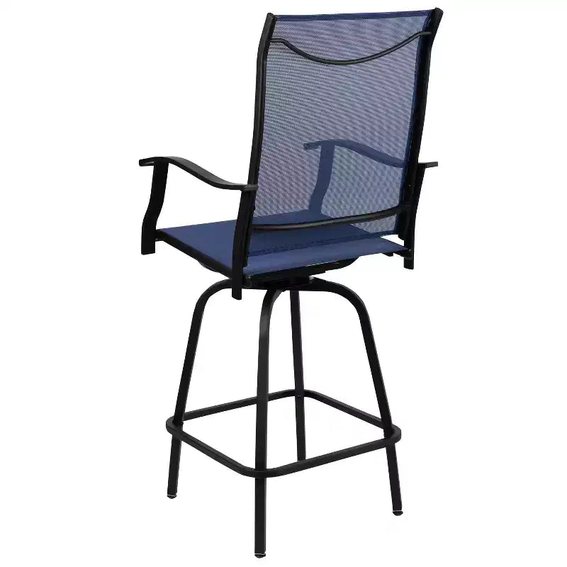 Flash Furniture Valerie – Lot de 2 tabourets de bar d'extérieur pivotants en textilène tout temps avec dossier haut et accoudoirs