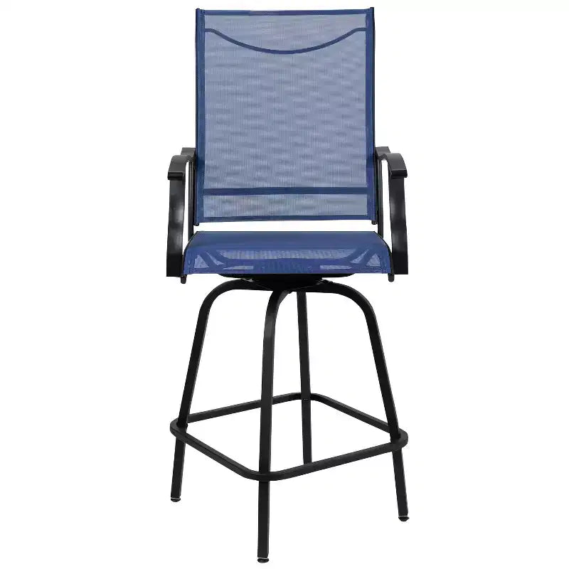 Flash Furniture Valerie – Lot de 2 tabourets de bar d'extérieur pivotants en textilène tout temps avec dossier haut et accoudoirs